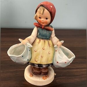 Charming Ceramic Figurine, mother darling with Red and Blue Accents